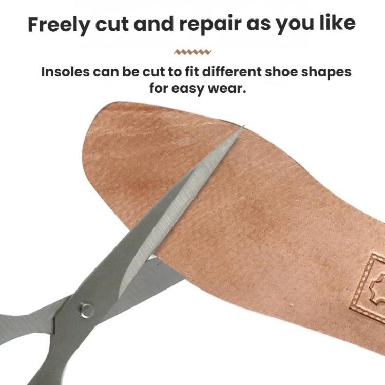 3pairs Shock-Absorbing Thickened Sweat-Absorbing Breathable Cowhide Leather Insoles, Size: 45