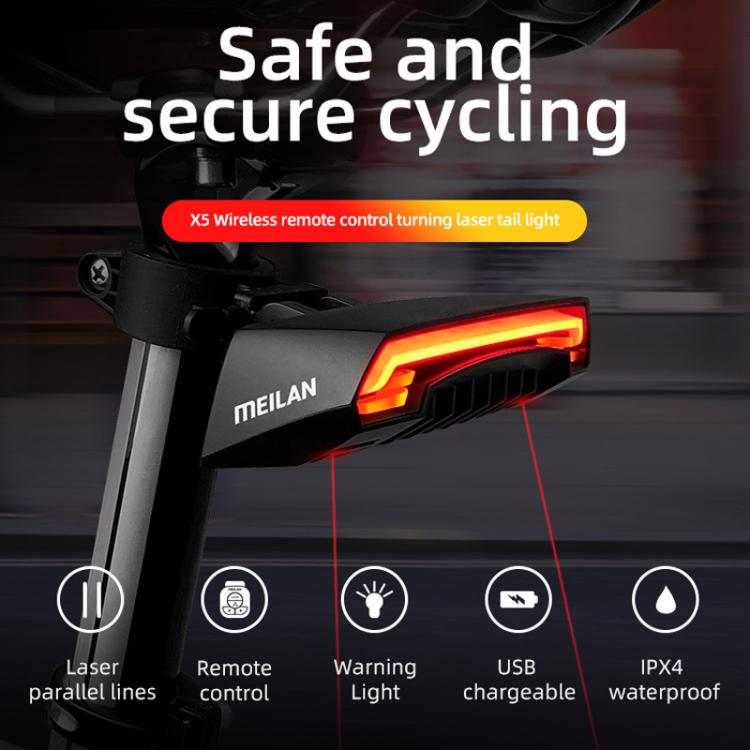 MEILAN X5 Smart Remote-Controlled Cycling Laser Tail Light Bicycle Turn Signal LED Warning Light
