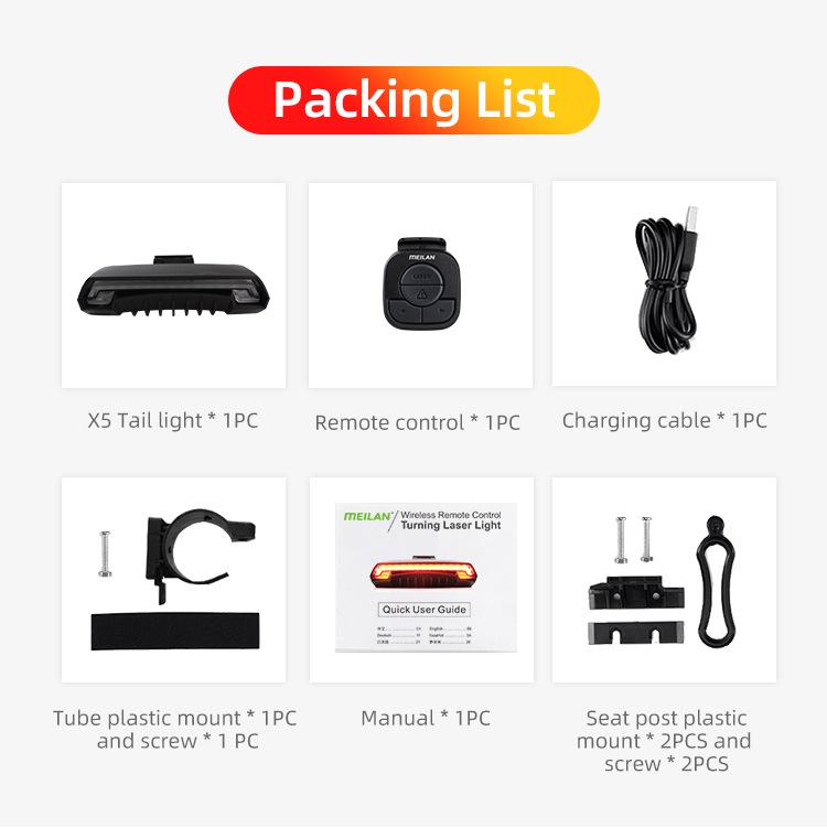 MEILAN X5 Smart Remote-Controlled Cycling Laser Tail Light Bicycle Turn Signal LED Warning Light