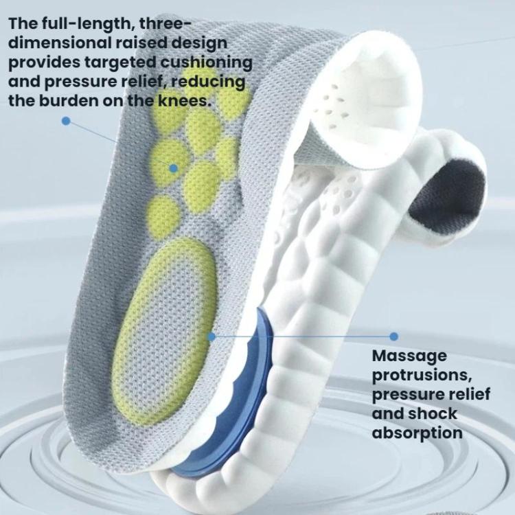 ZOOM Sports Air Cushion Shock Absorption Breathable Odor-Resistant Arch Support Insoles, Size: 45-46