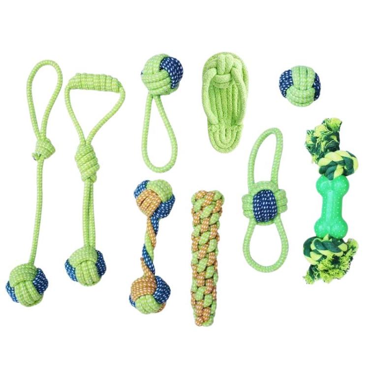 9pcs /Set Dog Chew Rope For Teeth Grinding & Interactive Play Pet Cotton Rope Toy