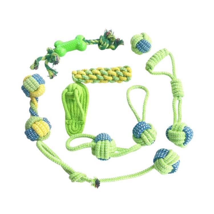 9pcs /Set Dog Chew Rope For Teeth Grinding & Interactive Play Pet Cotton Rope Toy