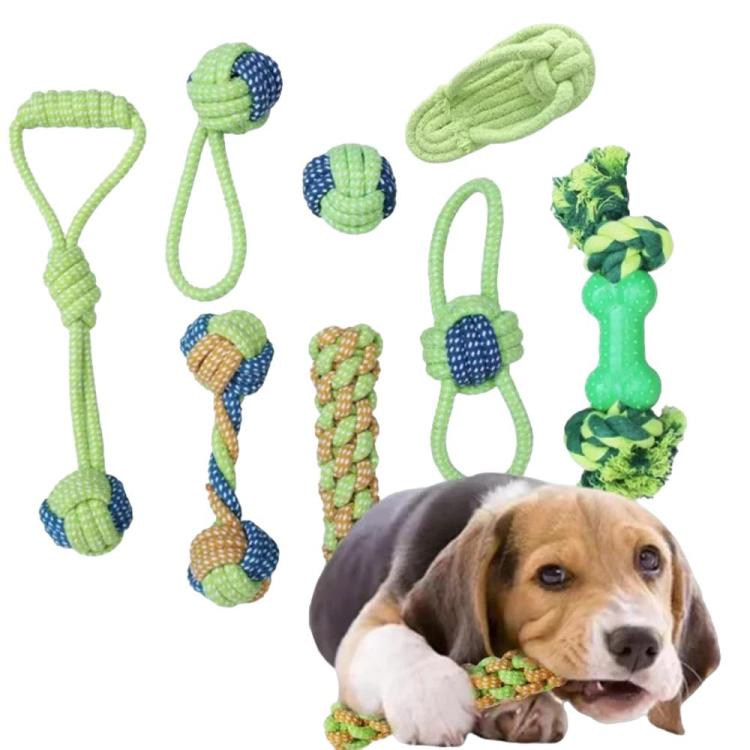 9pcs /Set Dog Chew Rope For Teeth Grinding & Interactive Play Pet Cotton Rope Toy