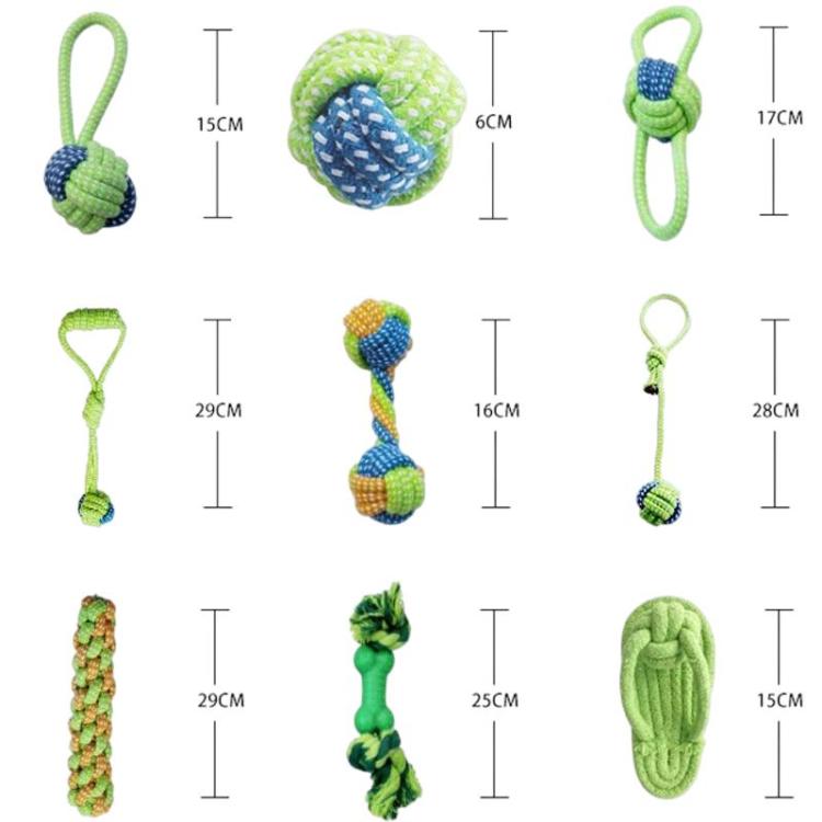 9pcs /Set Dog Chew Rope For Teeth Grinding & Interactive Play Pet Cotton Rope Toy