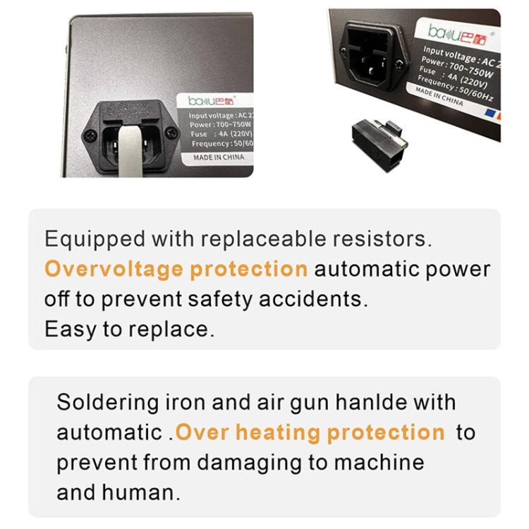 BAKU BA-909A+ 800W Digital Hot Air Rework Station & Soldering Iron 2-in-1, with Temp Lock, Sleep Mode for Phone/PCB Repair