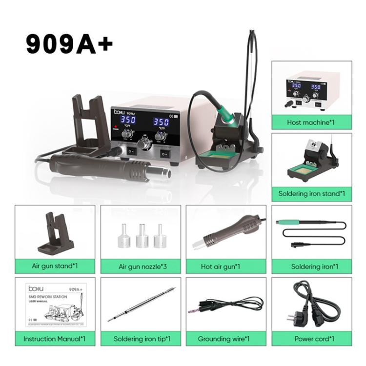 BAKU BA-909A+ 800W Digital Hot Air Rework Station & Soldering Iron 2-in-1, with Temp Lock, Sleep Mode for Phone/PCB Repair