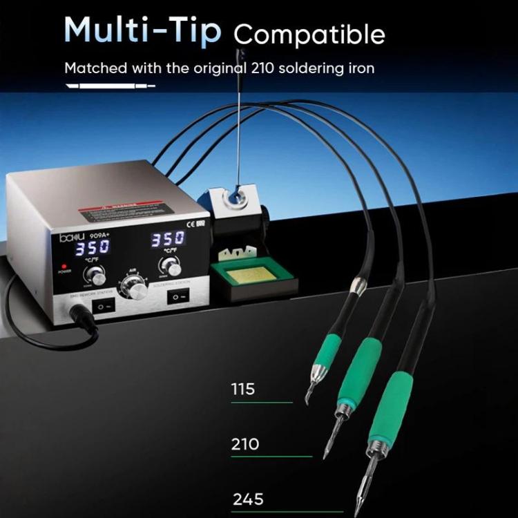 BAKU BA-909A+ 800W Digital Hot Air Rework Station & Soldering Iron 2-in-1, with Temp Lock, Sleep Mode for Phone/PCB Repair