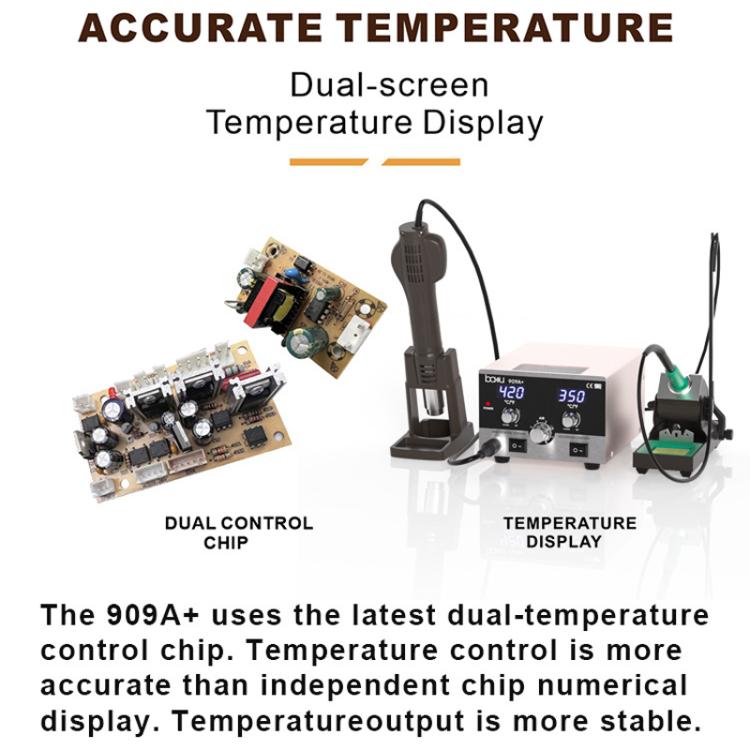 BAKU BA-909A+ 800W Digital Hot Air Rework Station & Soldering Iron 2-in-1, with Temp Lock, Sleep Mode for Phone/PCB Repair