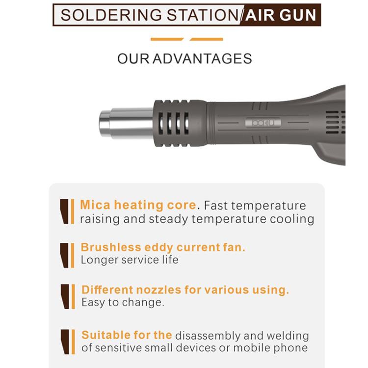 BAKU BA-909A+ 800W Digital Hot Air Rework Station & Soldering Iron 2-in-1, with Temp Lock, Sleep Mode for Phone/PCB Repair