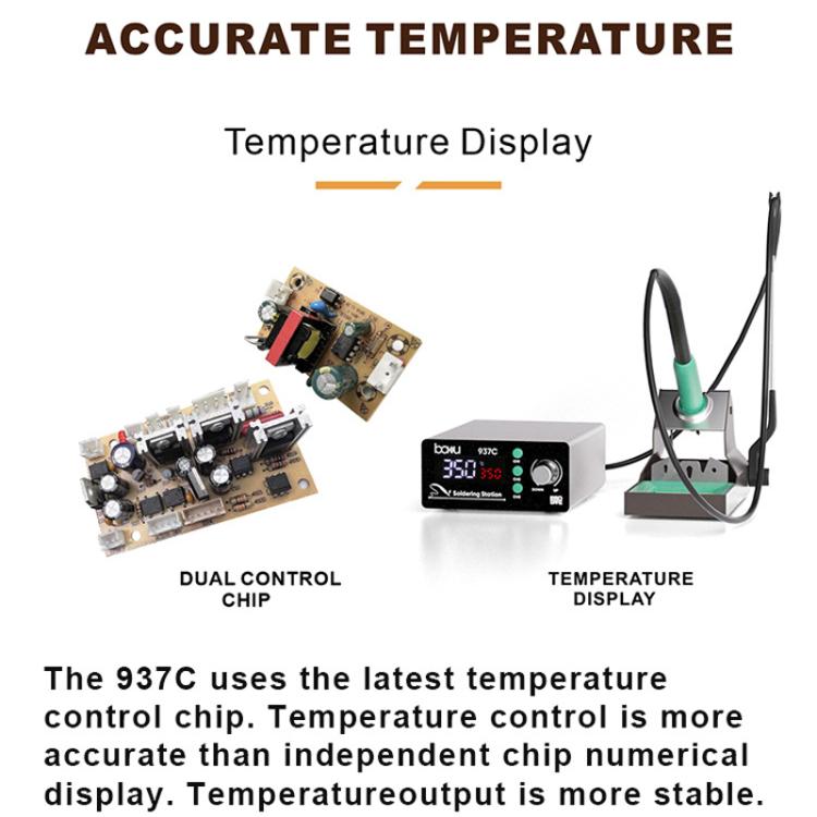 BAKU BA-937C 120W LCD Soldering Station, 3 Temp Preset Channels Thermostatic Electric Soldering Iron Kit 110V US Plug