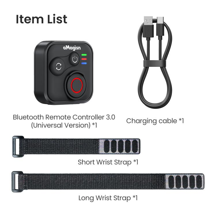 aMagisn Bluetooth Remote Controller 3.0 Universal Version For Insta360, GoPro Hero, Android/ios Smartphones, DJI OSMO 360, Action 6/5 Pro/4