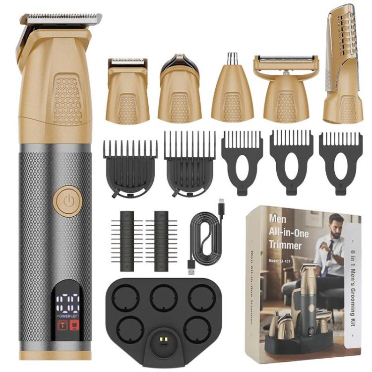 YJ-101 6 In 1 Multifunctional Digital Display Electric Hair Clipper IPX6 Waterproof Nose & Armpit Hair Trimmer