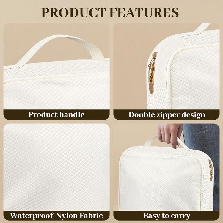 Jewelry Carry Case with 5 Clear Zipper Pages Ring Earring Necklace Organizer - Beige
