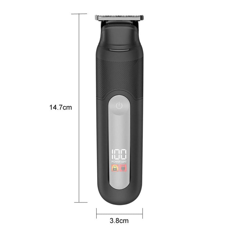 YJ-102 5 In 1 Multifunctional Men Hair Trimmer With Light IPX6 Waterproof For Hair & Nose Trimming - Black