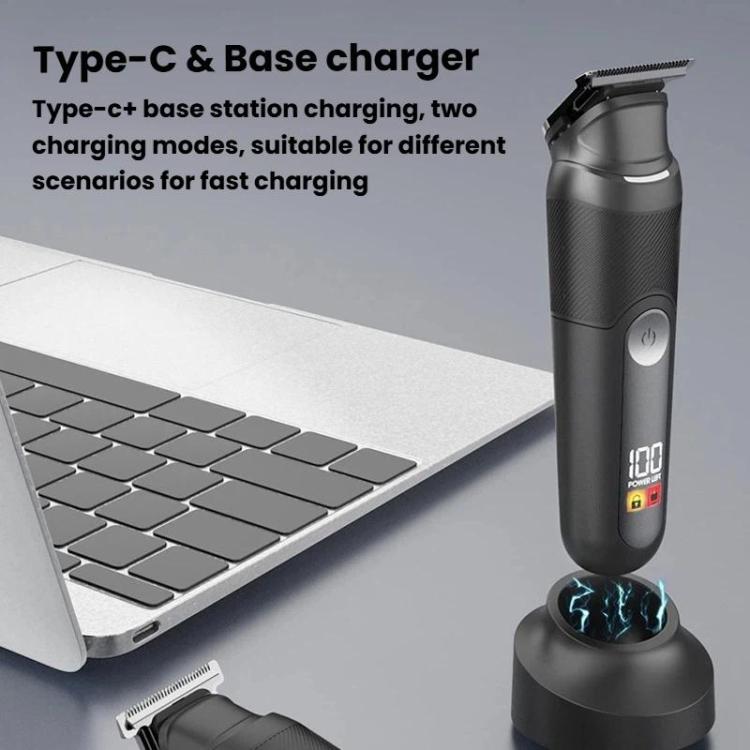 YJ-102 5 In 1 Multifunctional Men Hair Trimmer With Light IPX6 Waterproof For Hair & Nose Trimming - Black