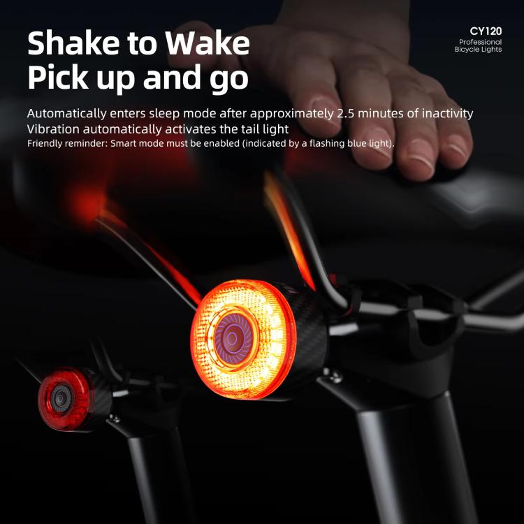 CYCLAMI CY120 Bicycle Smart Braking Carbon Fiber Vibration Sensing Rear Light Warning Light