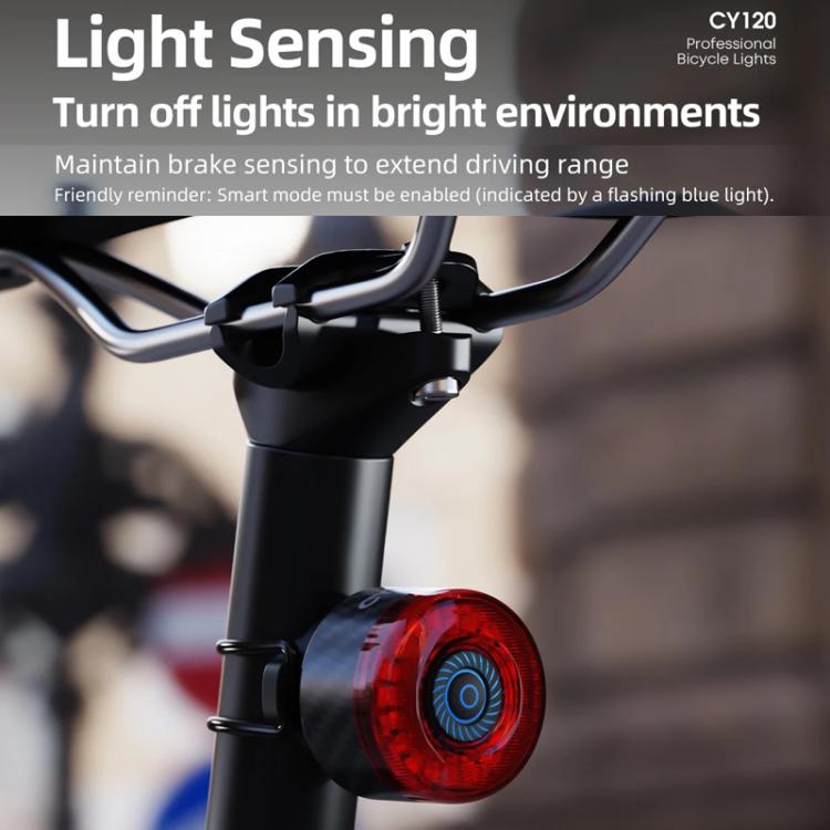 CYCLAMI CY120 Bicycle Smart Braking Carbon Fiber Vibration Sensing Rear Light Warning Light