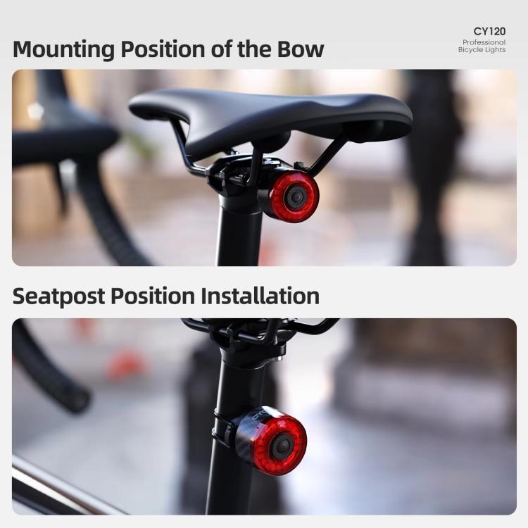 CYCLAMI CY120 Bicycle Smart Braking Carbon Fiber Vibration Sensing Rear Light Warning Light