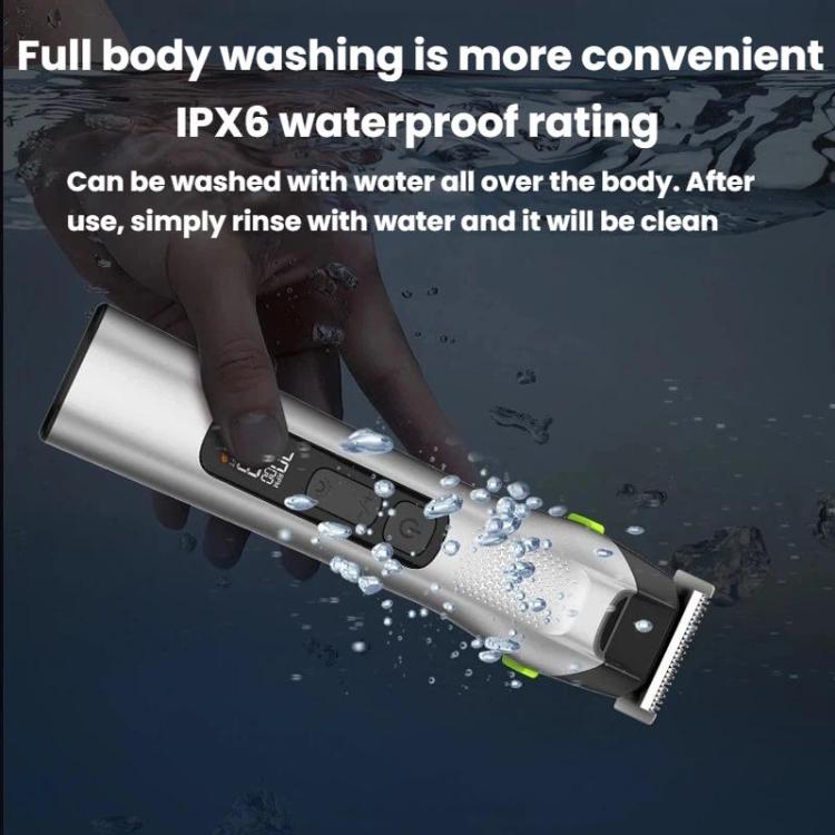 5 In 1 Multifunctional Electric Hair Clipper With LED Light IPX6 Waterproof Hair Trimmer & Nose Trimmer - Grey