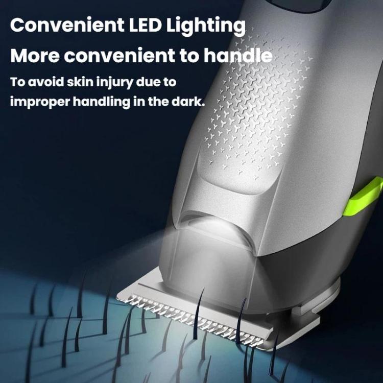 5 In 1 Multifunctional Electric Hair Clipper With LED Light IPX6 Waterproof Hair Trimmer & Nose Trimmer - Grey