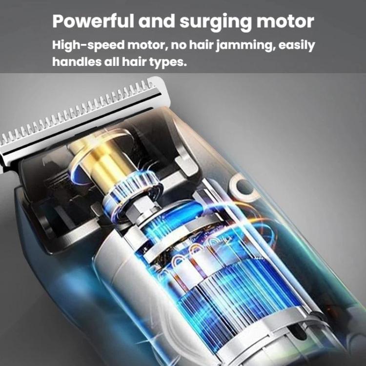 5 In 1 Multifunctional Rechargeable Hair Clipper With Digital Display IPX6 Waterproof Nose & Body Hair Trimmer - Black