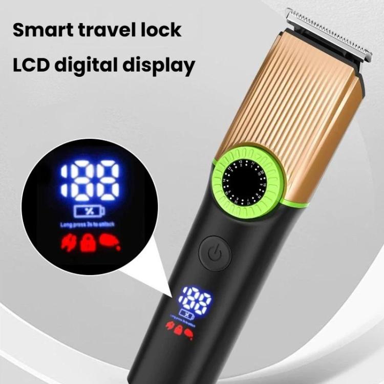 5 In 1 Multifunctional Rechargeable Hair Clipper With Digital Display IPX6 Waterproof Nose & Body Hair Trimmer - Black