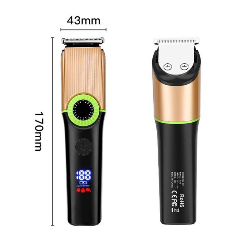 5 In 1 Multifunctional Rechargeable Hair Clipper With Digital Display IPX6 Waterproof Nose & Body Hair Trimmer - Black