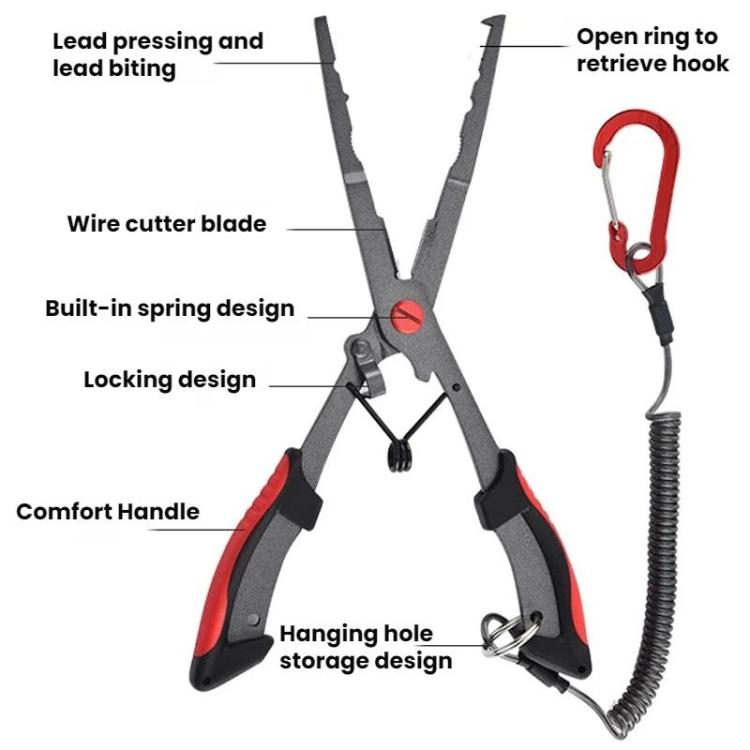 Seawater Corrosion Resistant Extended Eagle-Beak Hook Remover Line Cutter Pliers, Color: Lure Plier + Wire Safety Rope + Nylon Bag