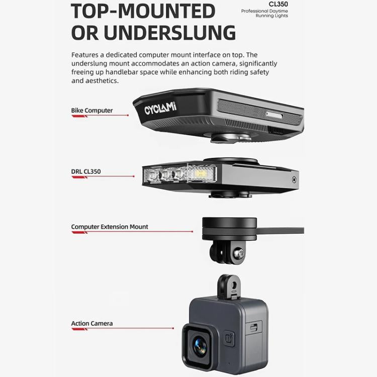 CYCLAMI CL350 Bike Daytime Running Light With Speedometer Interface Outdoor Cycling Nighttime High-Intensity Light
