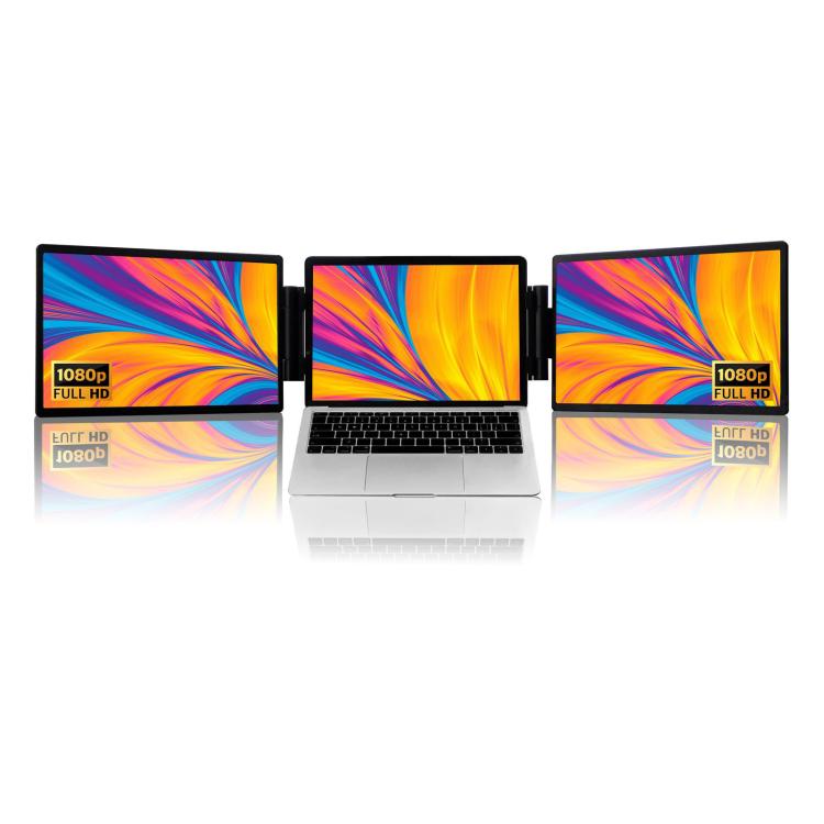 HYX-B90D 14-Inch Dual Screen Portable Monitor, Compatible With 13.3-17 Inch Laptops, Adjustable Rotation & Foldable Design