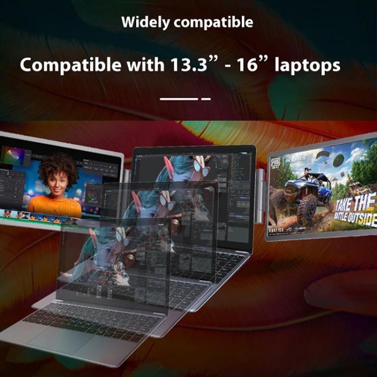 HYX-B90D 14-Inch Dual Screen Portable Monitor, Compatible With 13.3-17 Inch Laptops, Adjustable Rotation & Foldable Design