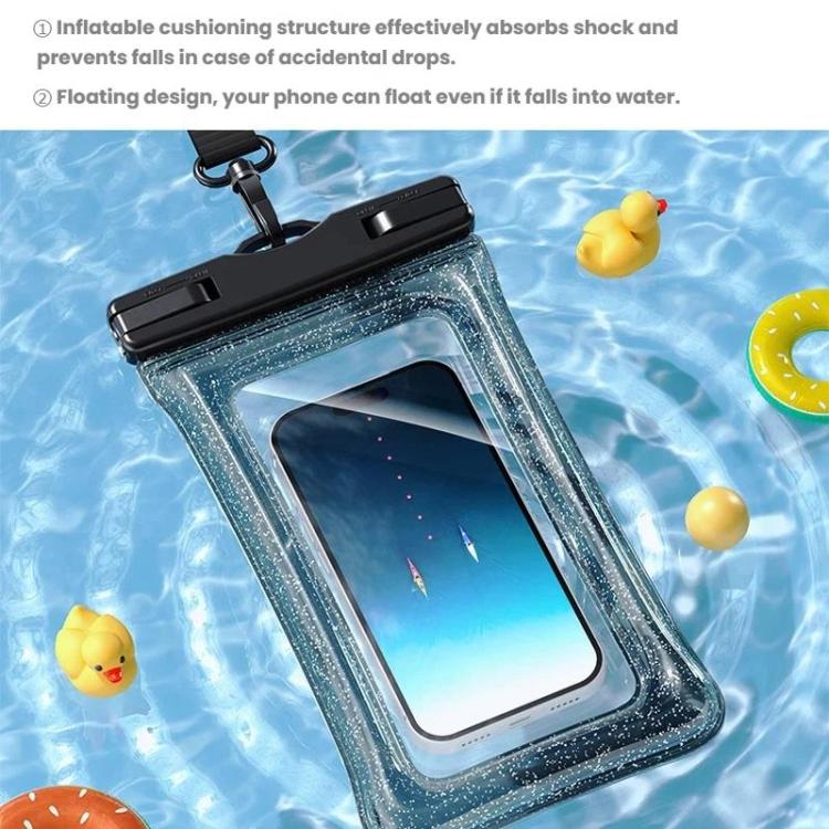 IPX8 Waterproof Phone Case Floating Touchscreen Pouch for Swimming Rafting Glitter