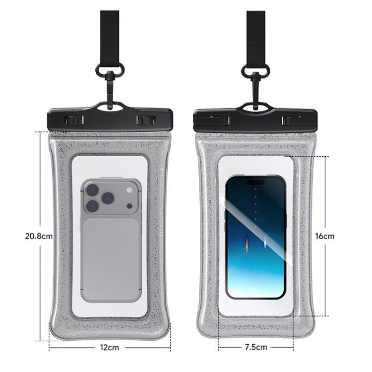 IPX8 Waterproof Phone Case Floating Touchscreen Pouch for Swimming Rafting Glitter