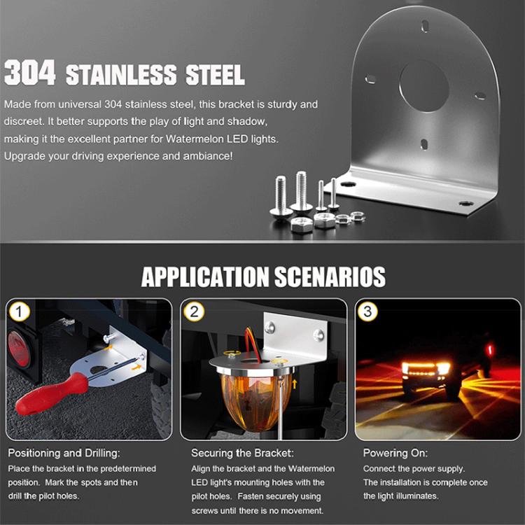 2pcs Stainless Steel LED Light Mount For Trucks Vehicle Modified Chassis Light Base