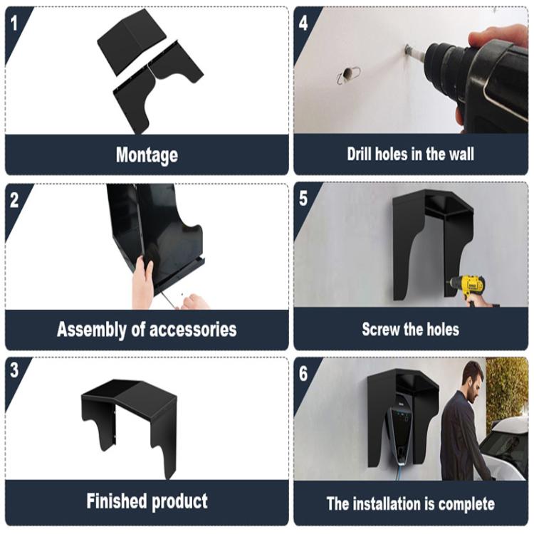 Wall-Mounted Charging Pile Rain Cover Universal Protection Kit For Charging Stations - Black