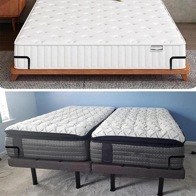 2pcs Metal Bed Corner Mattress Retainer Bars & Brackets Anti-Slip Mattress Stopper Kit