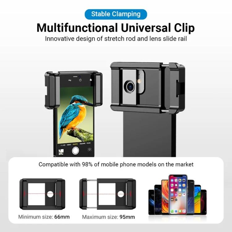 APEXEL Universal All-Metal 20-40x Telephoto Zoom Lens for Smartphones HD Phone Telescope for Moon & Concert Photography - Black