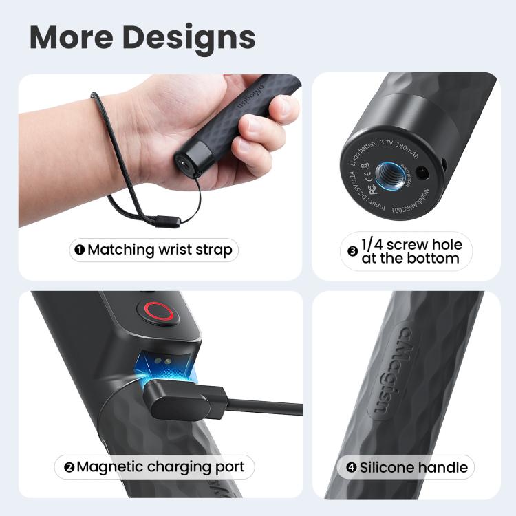 AMagisn Selfie Stick With Remote For Action Cameras & Smartphones, 5.1 Bluetooth, Extendable To 40in, Spec: Ballhead Claw