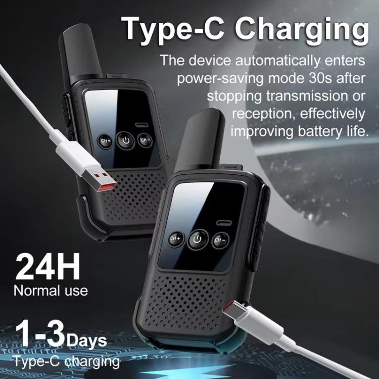 Single Mini Wireless Long Range Parent Child Walkie Talkie,EU Plug  - Black