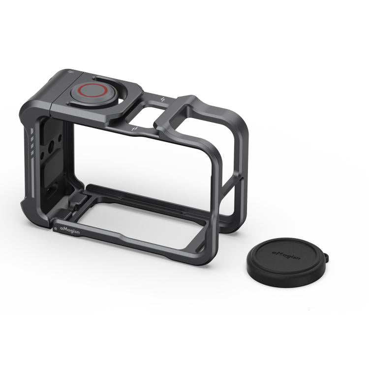 For DJI OSMO Action 5 Pro /4/3 aMagisn Metal Camera Cage2.0 Quick Release Protective Frame with Silicone Lens Cap - Black