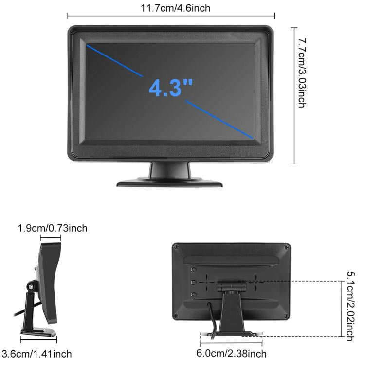 4.3 Inch 480P In-Car IPS Screen Baby Stroller Rear Seat Monitor - One-to-One Set