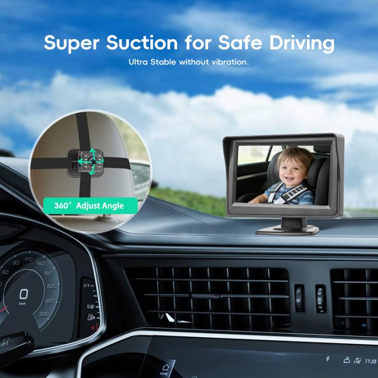 4.3 Inch 480P In-Car IPS Screen Baby Stroller Rear Seat Monitor - One-to-One Set
