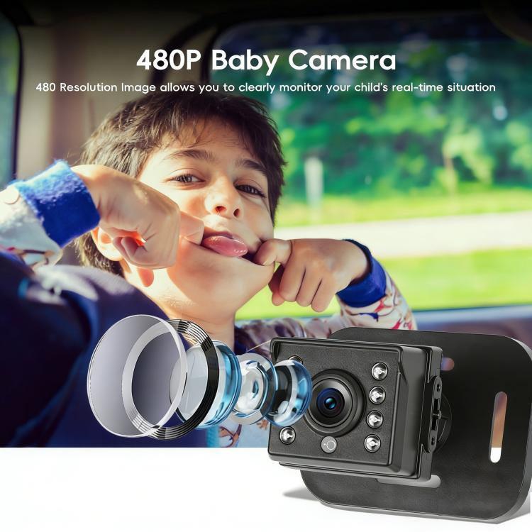 4.3 Inch 480P In-Car IPS Screen Baby Stroller Rear Seat Monitor - One-to-One Set