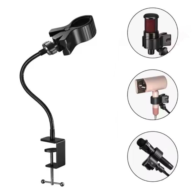 40cm U11 Flexible Hose Desk Clamp Mount Hands-Free Multi-Purpose Holder for Hair Dryer, Mini Fan, Flashlight, and Microphone