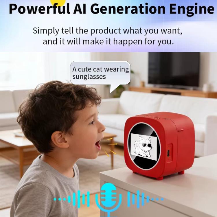 AI Thermal Printer With Voice-To-Image Generation 6 Creative Modes & 2.4-Inch HD Screen For Kids - Red