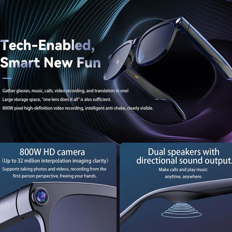 M02S Smart Glasses with 8MP HD Camera, 1080P Video, AI Voice Assistant, Recording, Translation Photochromic