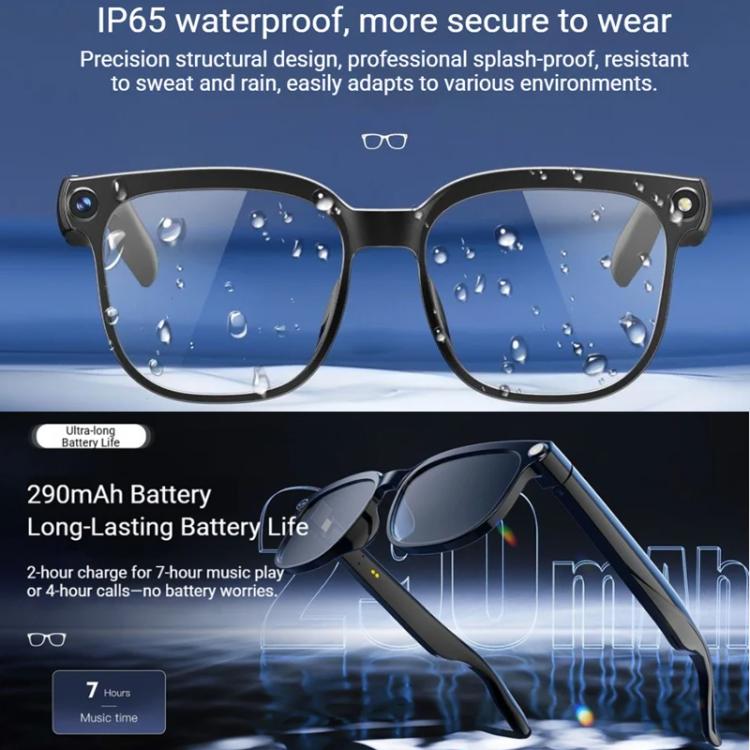 M02S Smart Glasses with 8MP HD Camera, 1080P Video, AI Voice Assistant, Recording, Translation Transparent+Photochromic