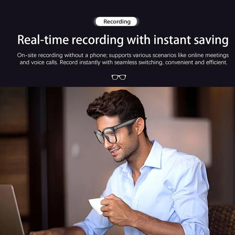 M02S Smart Glasses with 8MP HD Camera, 1080P Video, AI Voice Assistant, Recording, Translation Transparent
