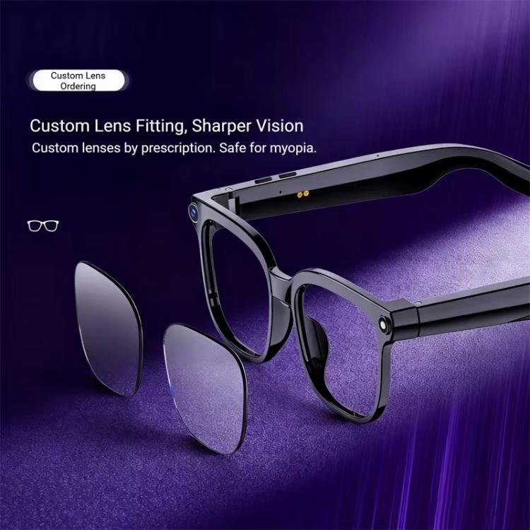 M02S Smart Glasses with 8MP HD Camera, 1080P Video, AI Voice Assistant, Recording, Translation Transparent