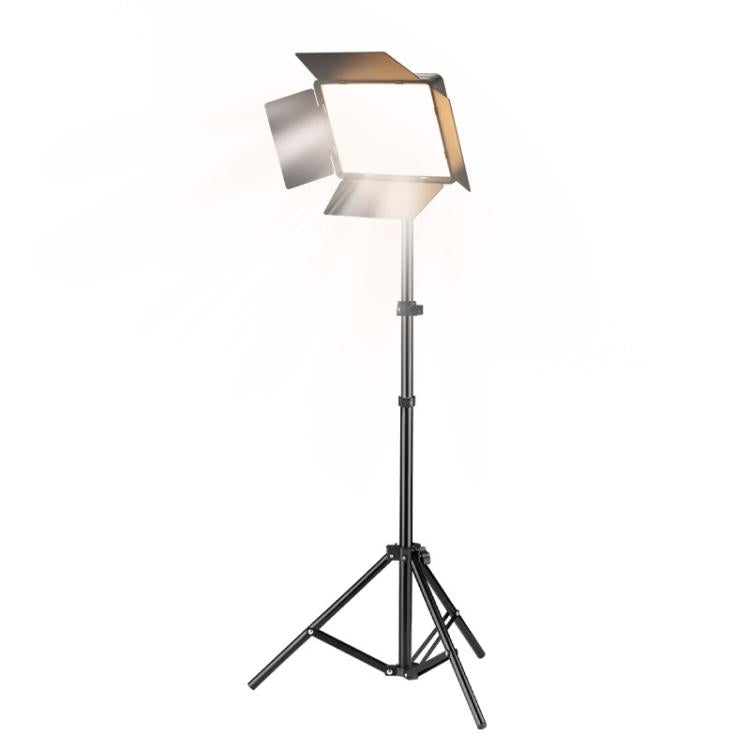 2700K-6500K 10-inch Square Flat Panel LED Light with 4-Leaf Barn Doors and 2.1m Tripod Stand for Photography/Video Studio US Plug